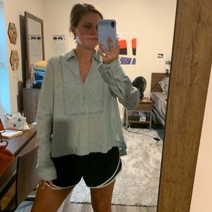 Free People Long Sleeve light wash denim top